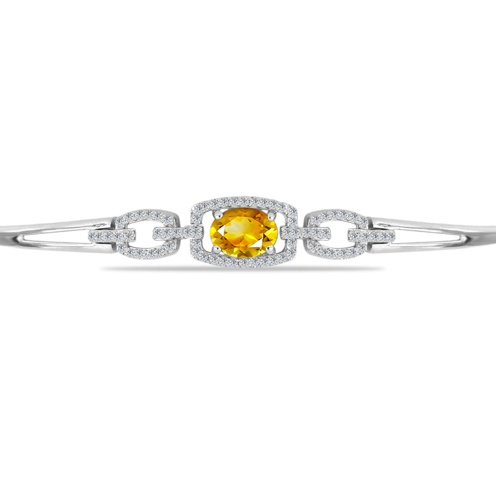 Pulsera de Plata con Citrino de Río del Oro y Topacio Blanco