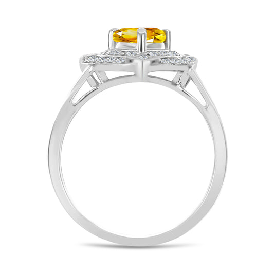 Anillo de Plata con Citrino de Río del Oro y Topacio Blanco