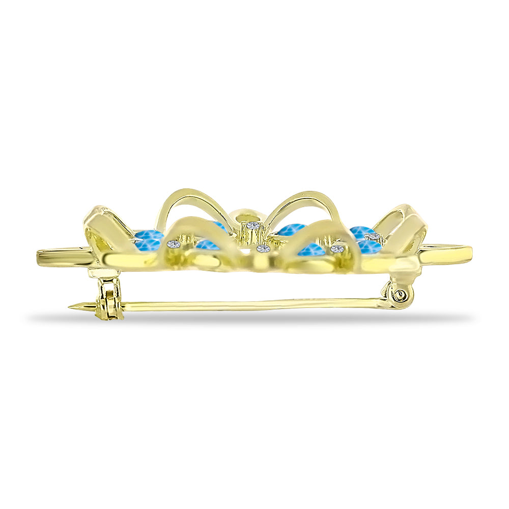Broche de Plata Bañada en Oro con Larimar y Topacio Azul Suizo