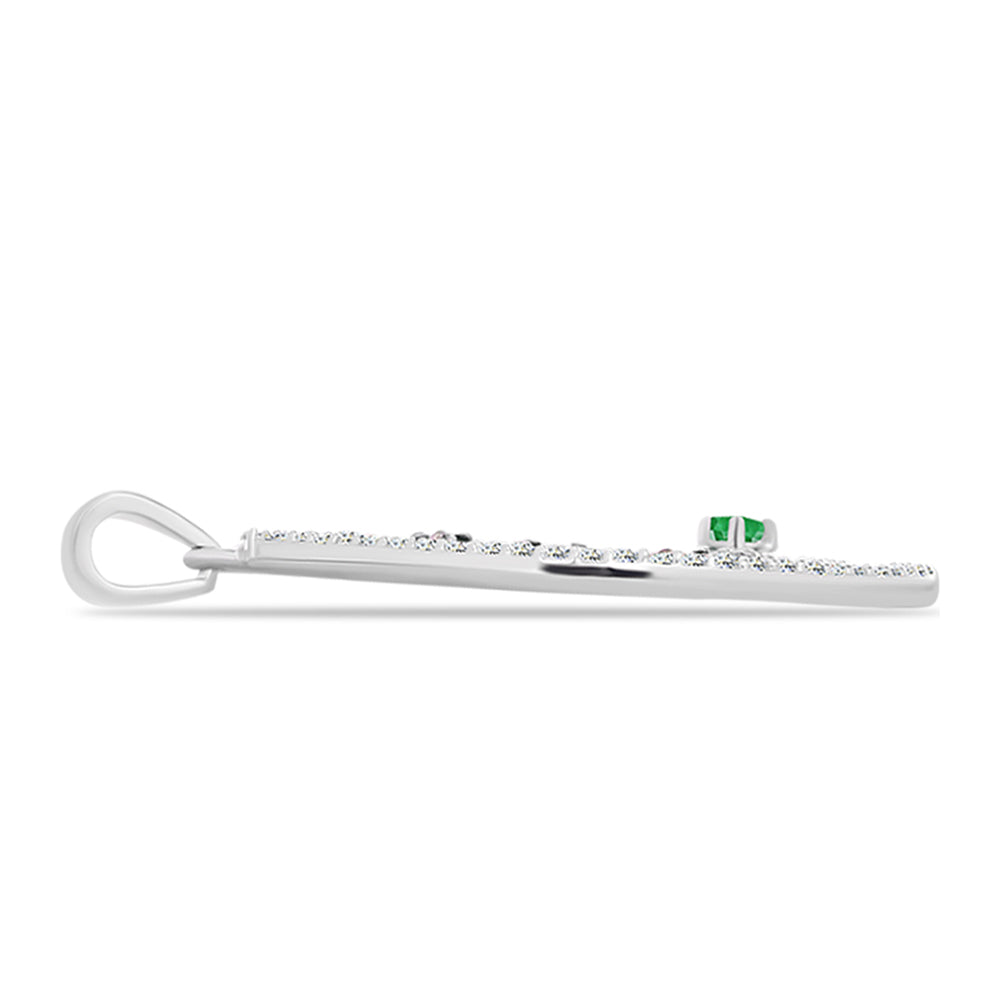 Colgante de Plata con Esmeralda de Zambia y Topacio Blanco