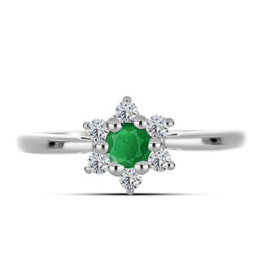 Anillo de Plata con Esmeralda de Zambia y Topacio Blanco