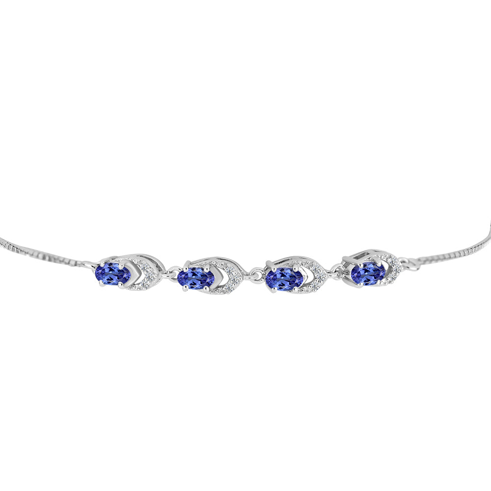 Pulsera de Plata con Tanzanita AAA y Diamante blanco