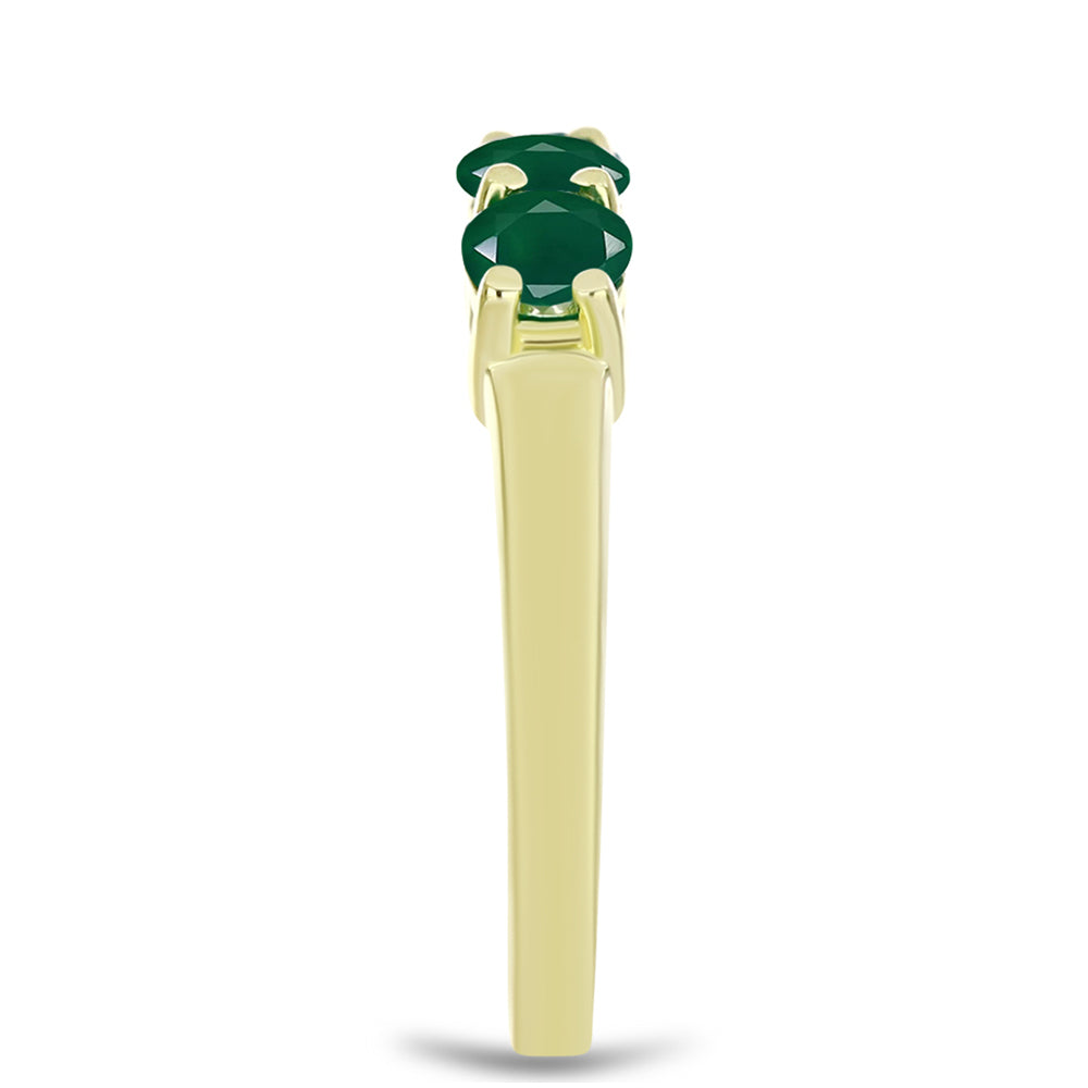 Anillo de Plata Bañada en Oro con Ágata Verde