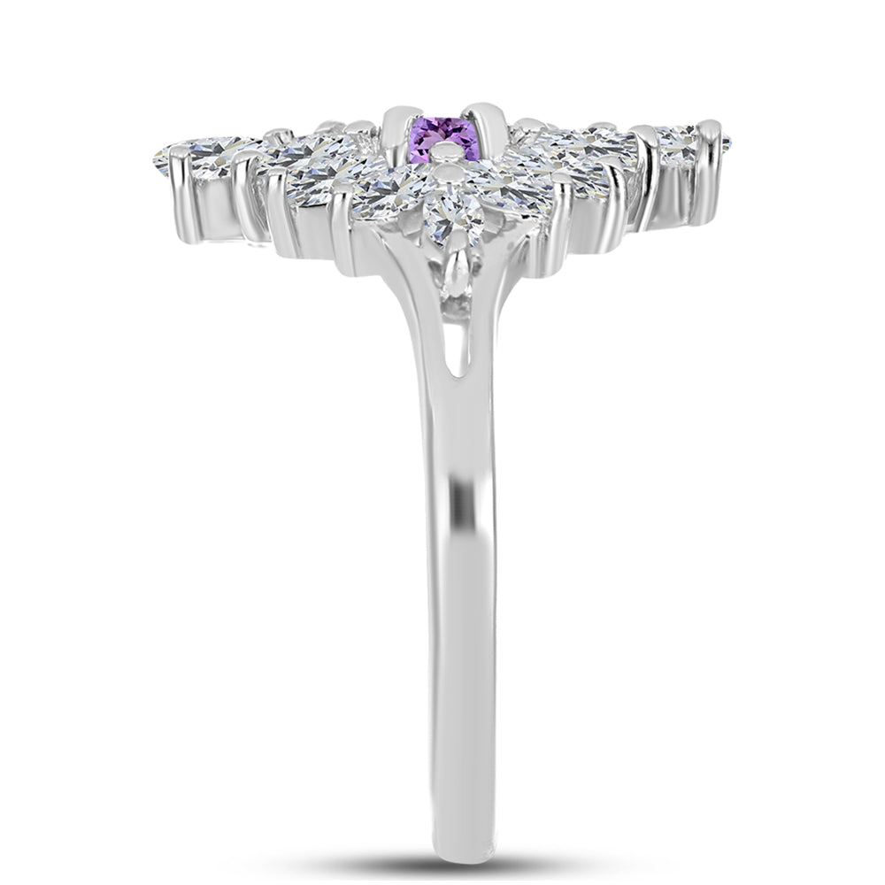 Anillo de Plata con Amatista Rosa de Francia y Topacio Blanco