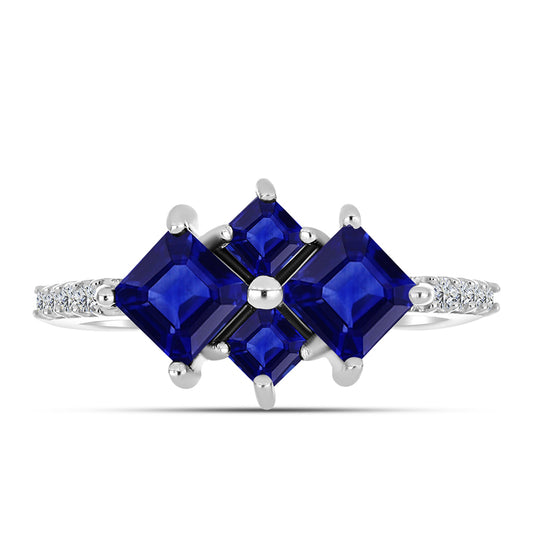 Anillo de Plata con Zafiro Azul Australiano y Topacio Blanco