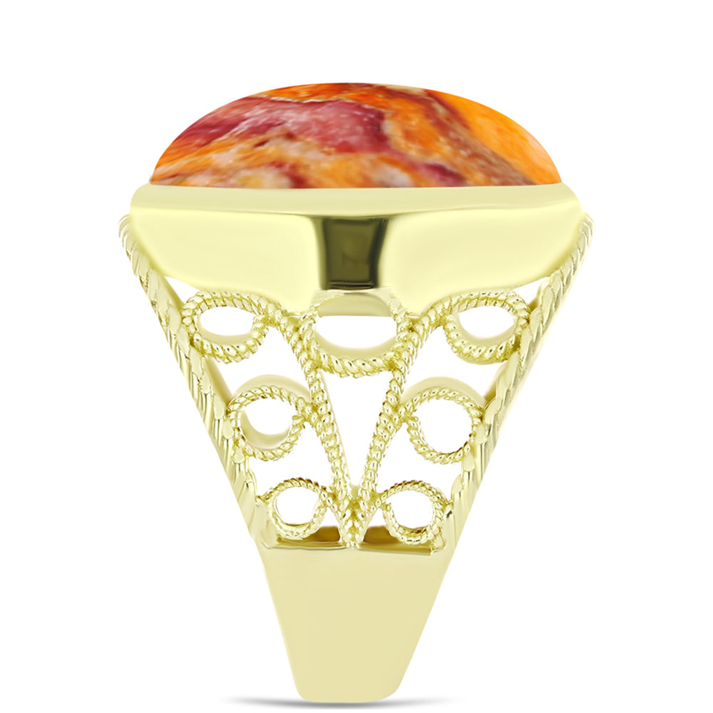 Anillo de Plata Bañada en Oro con Jaspe Garra de León