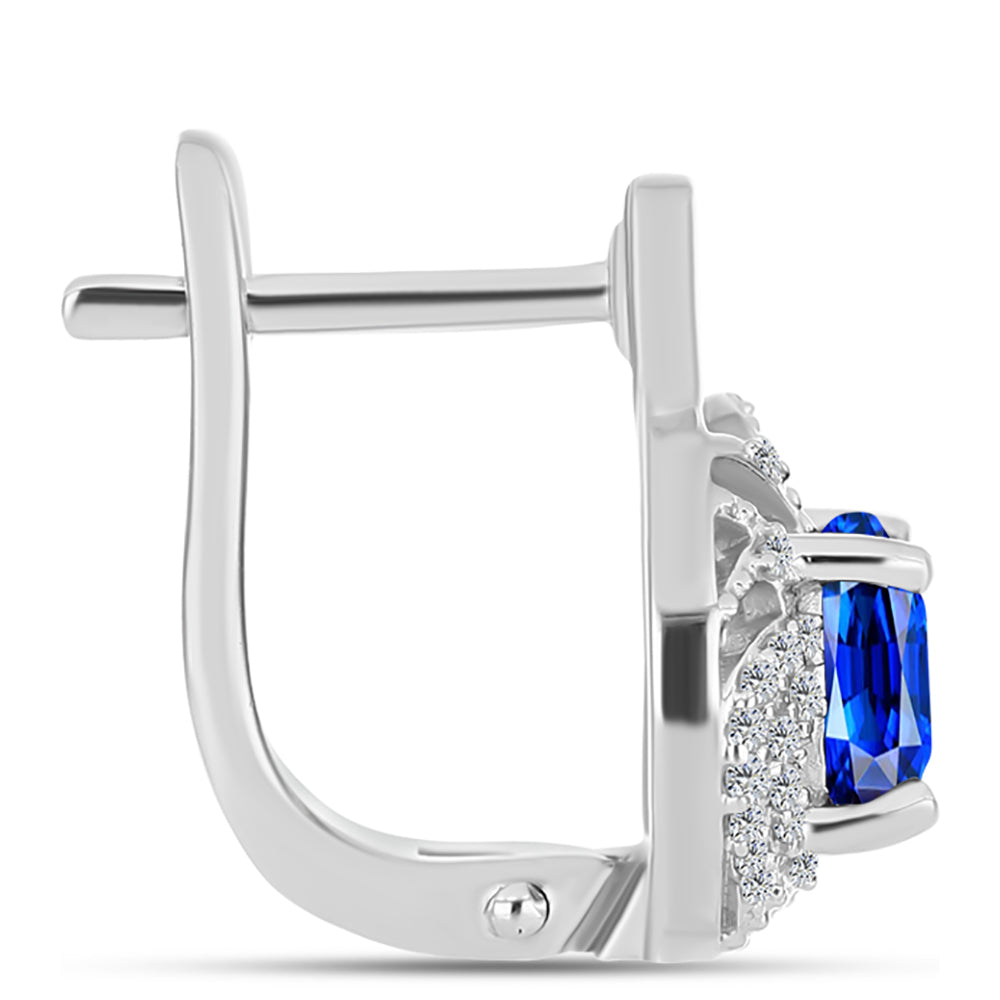 Pendientes de Plata con Zafiro Azul Australiano y Topacio Blanco