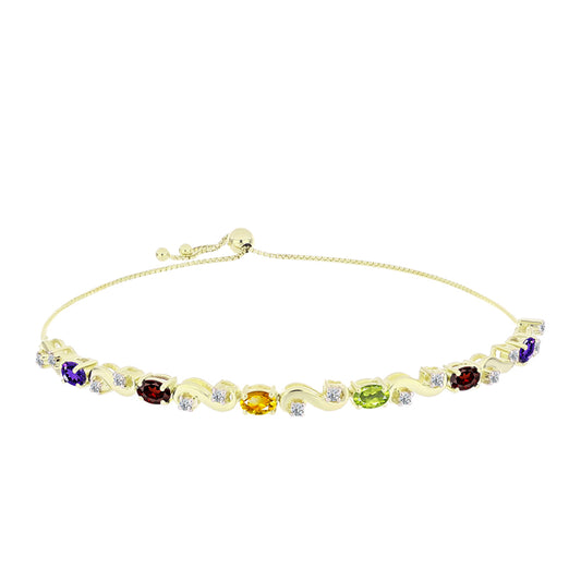 Pulsera de Plata Bañada en Oro con Amatista de Marruecos y Citrino de los Montes Urales