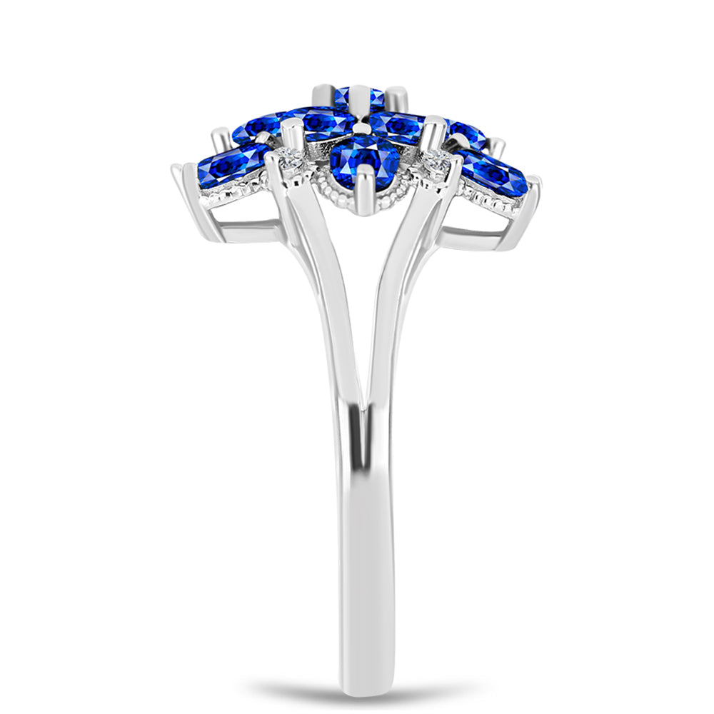 Anillo de Plata con Zafiro Azul Australiano y Topacio Blanco