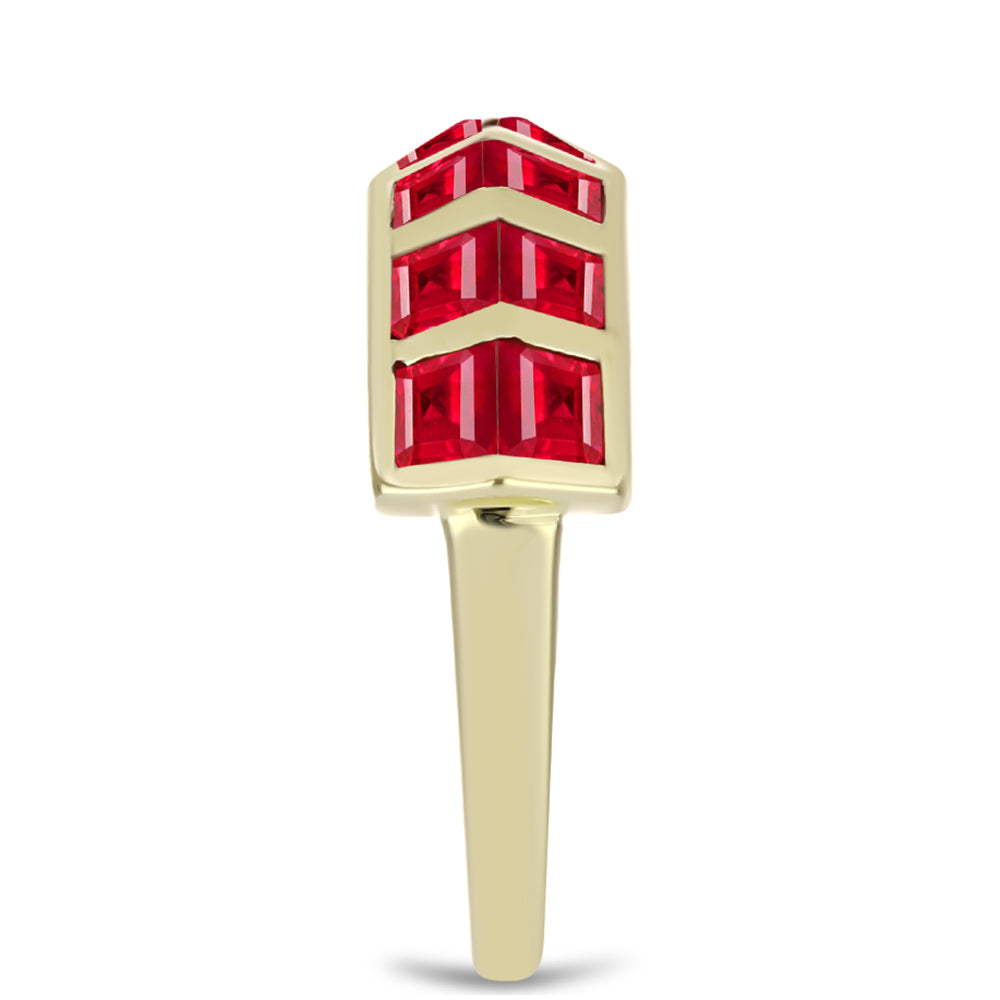 Anillo de Plata Bañada en Oro con Ágata Roja