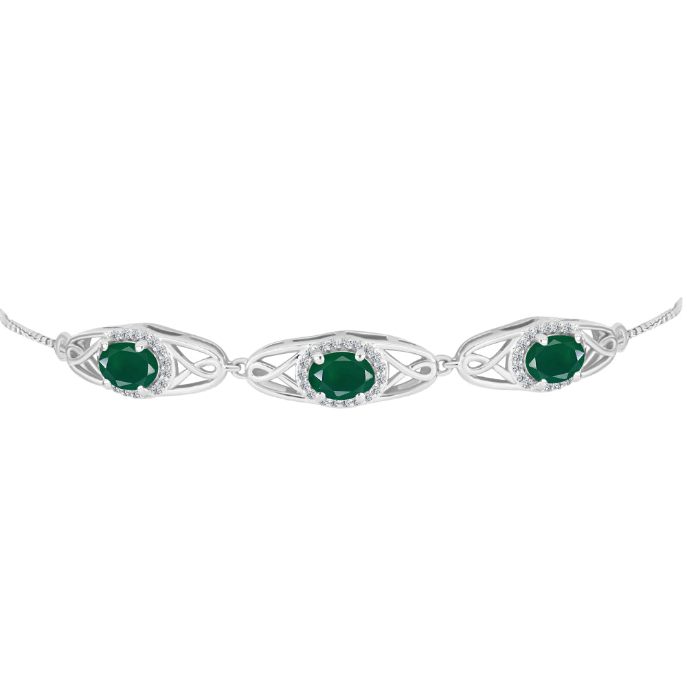 Pulsera de Plata con Ágata verde de Spruce Pine y Topacio Blanco