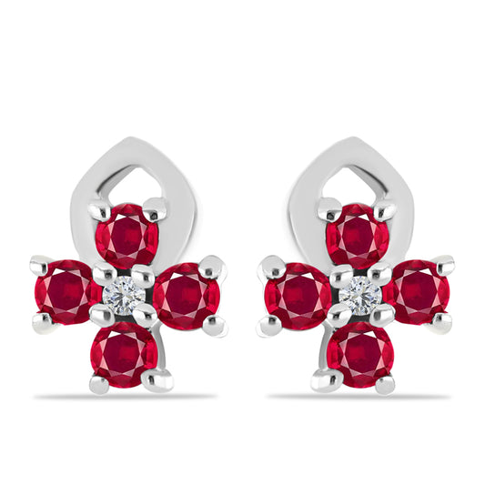 Pendientes de Plata con Rubí de Madagascar y Topacio Blanco