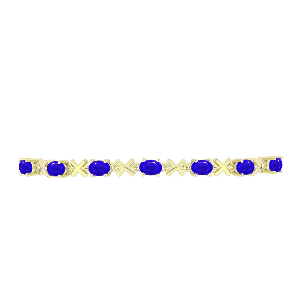 Pulsera de Plata Bañada en Oro con Ágata azul