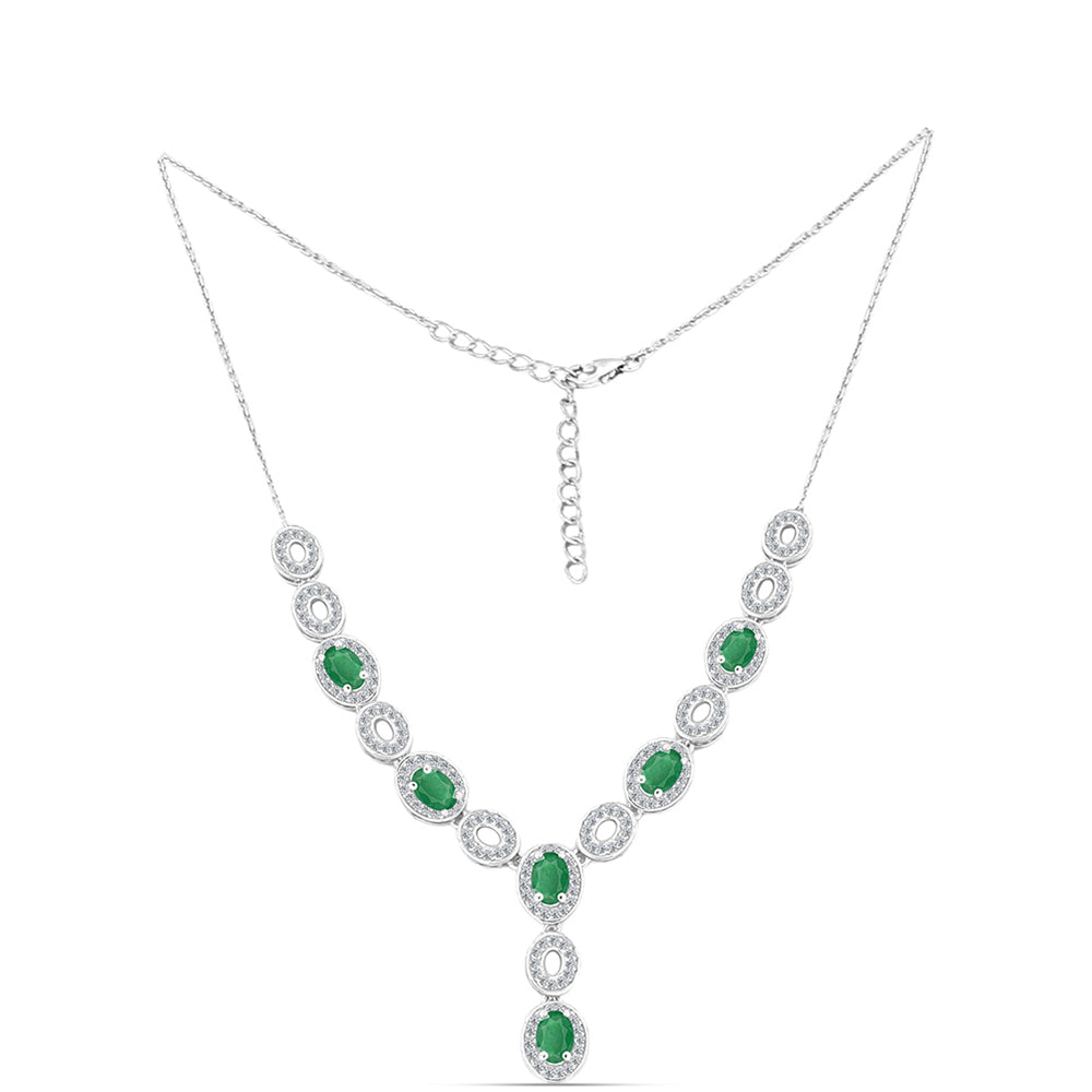 Collar de Plata con Esmeralda de Brasil y Topacio Blanco