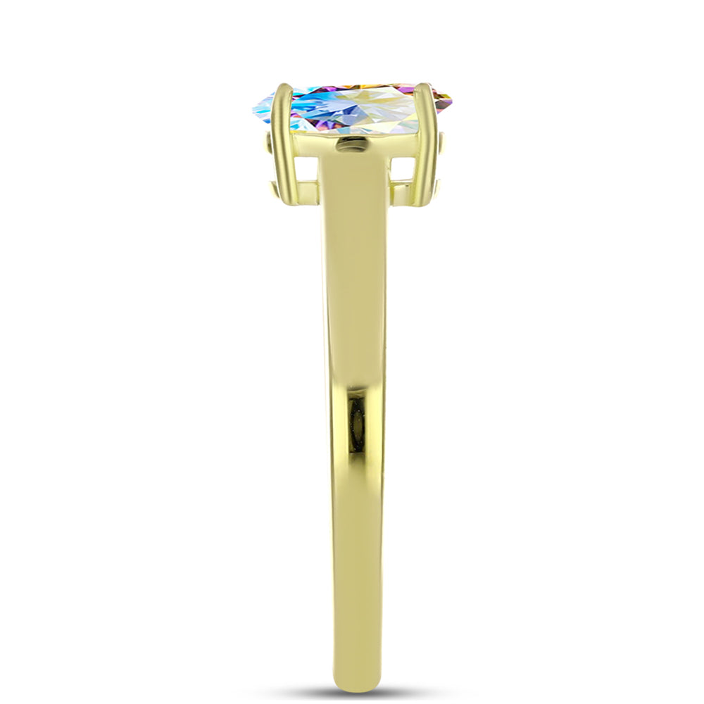 Anillo de Plata Bañada en Oro con Moisanita hielo