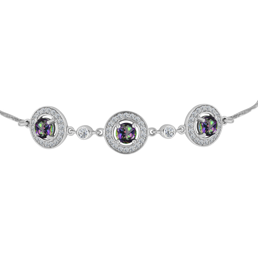 Pulsera de Plata con Topacio Místico y Topacio Blanco