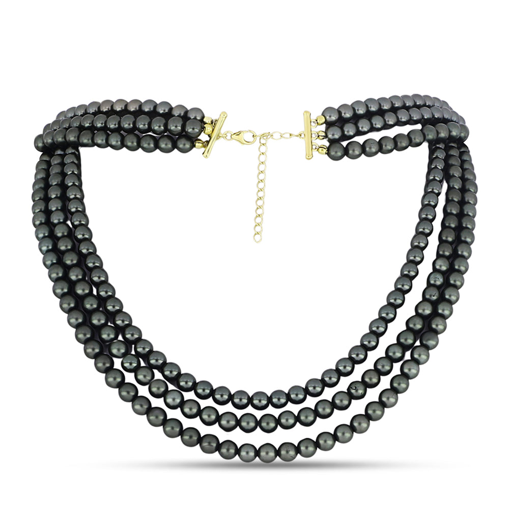 Collar de Plata Bañada en Oro con Perla de río Tahiti verde ilusión