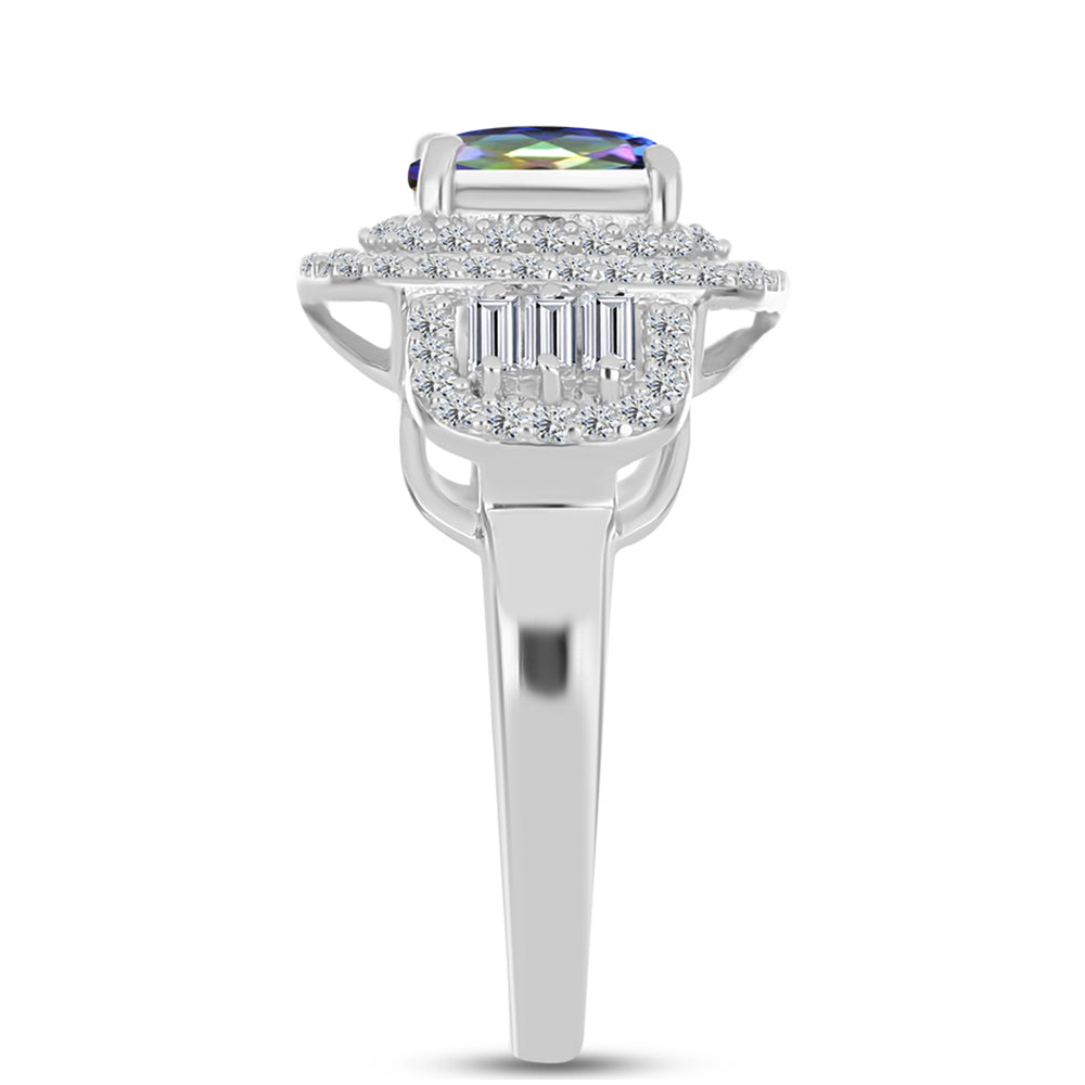 Anillo de Plata con Topacio Místico y Zircón Blanco