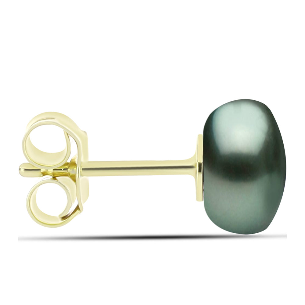 Pendientes de Plata Bañada en Oro con Perla de río Tahiti verde ilusión