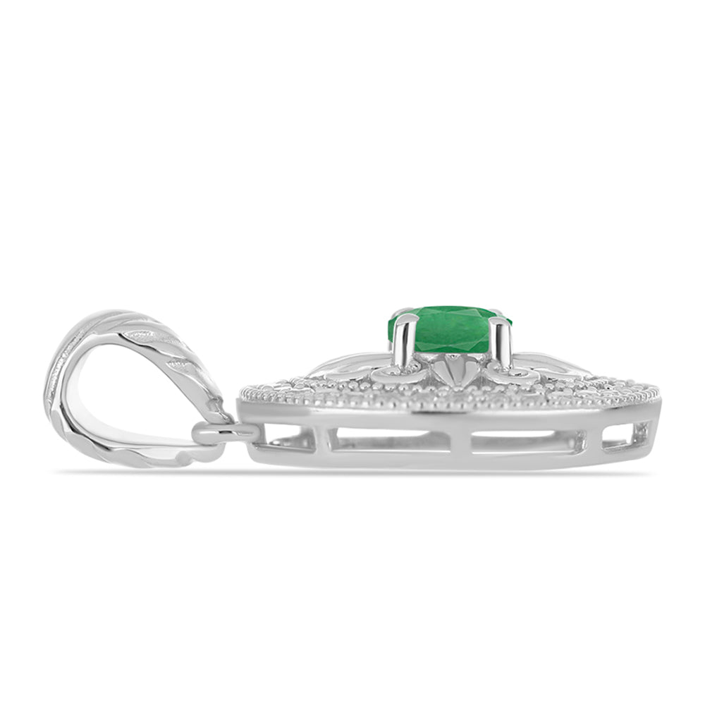 Colgante de Plata con Esmeralda de Brasil y Topacio Blanco