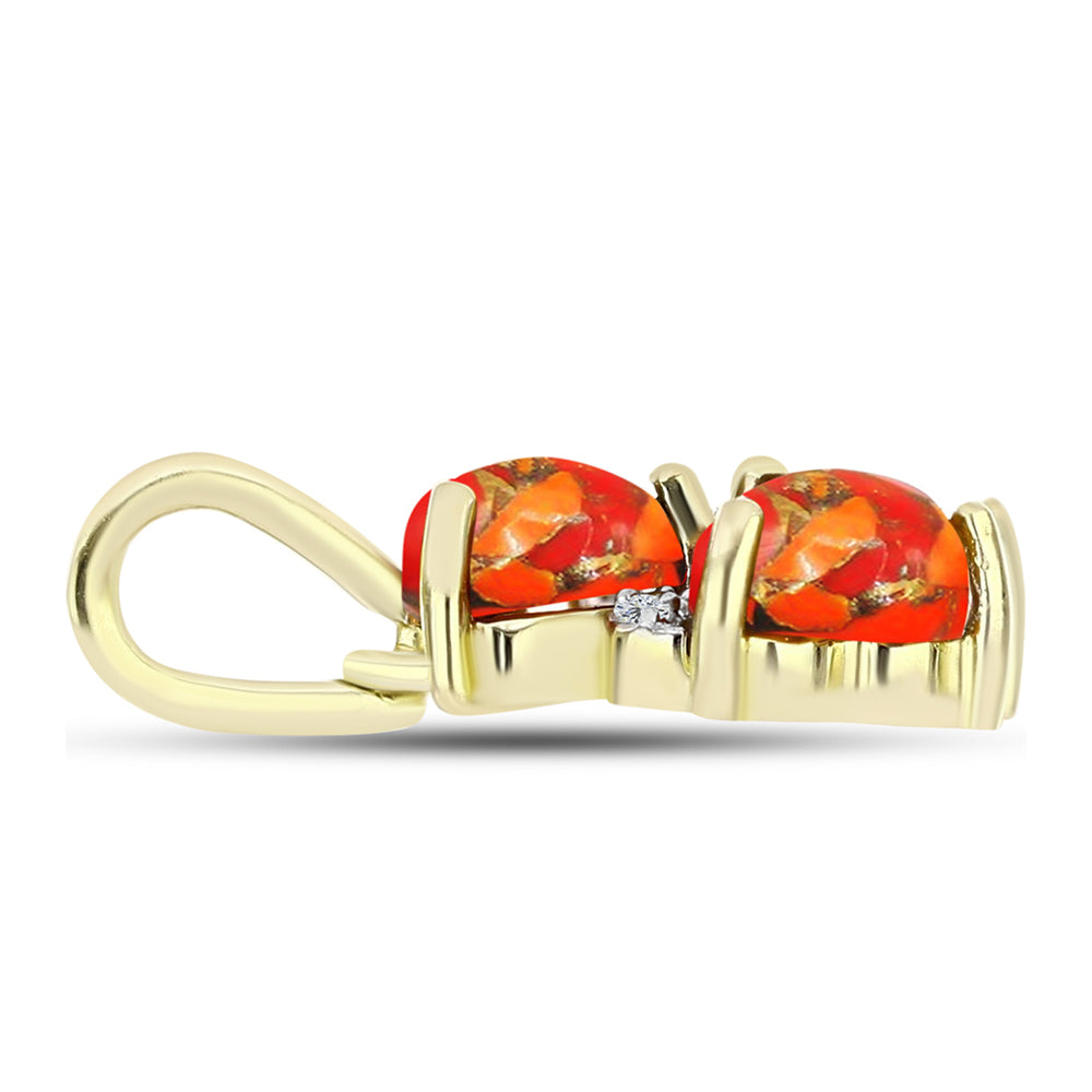 Colgante de Plata Bañada en Oro con Turquesa de Mohave y Topacio Blanco