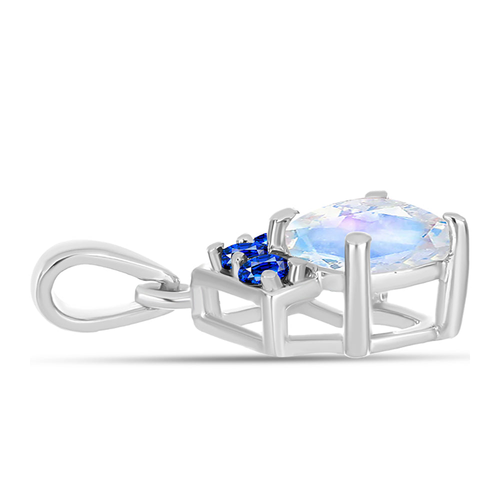 Colgante de Plata con Zafiro Azul Australiano y Piedra Lunar Arco Iris