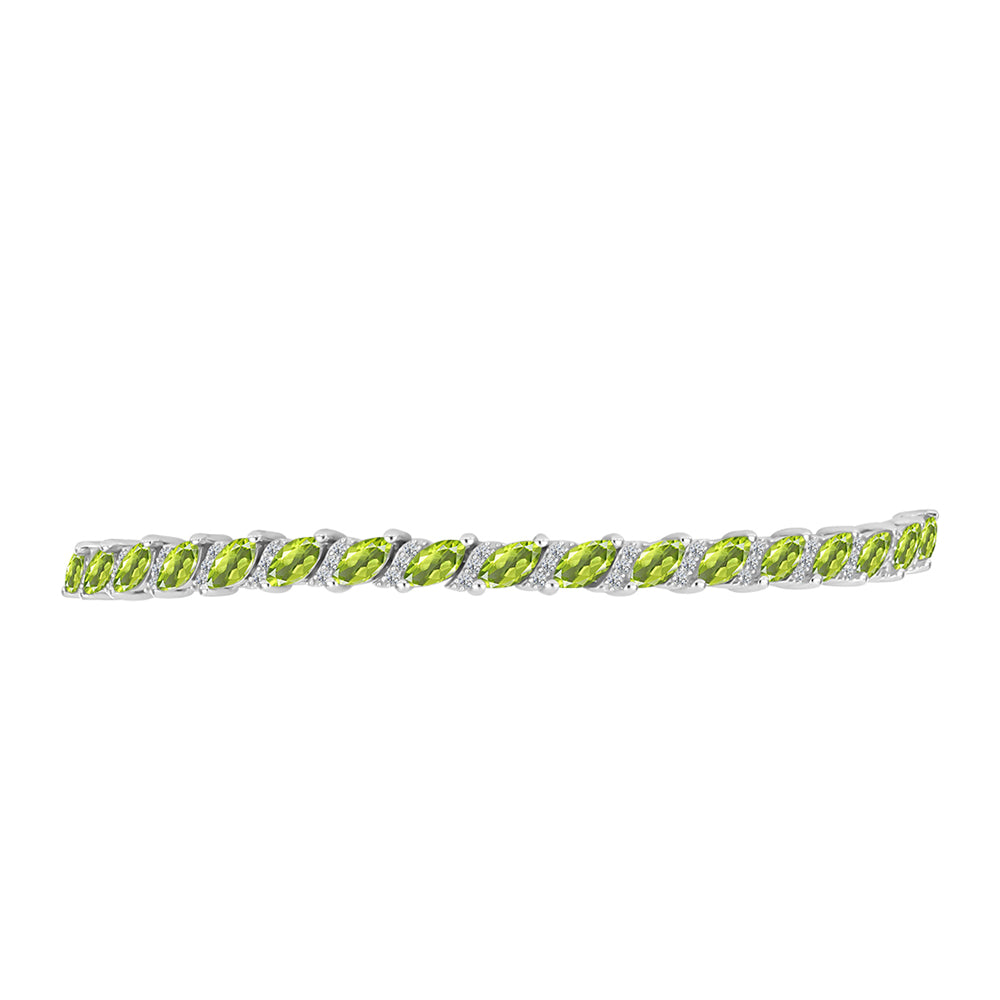 Pulsera de Plata con Peridoto de Changbai y Topacio Blanco