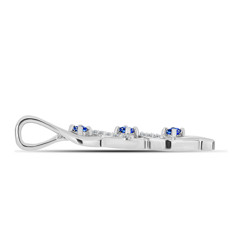 Colgante de Plata con Zafiro Azul Australiano y Topacio Blanco