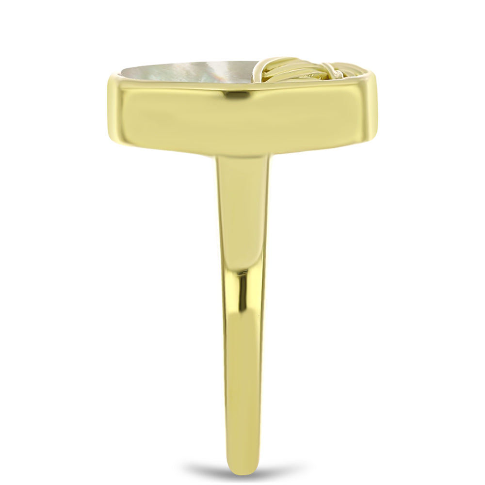 Anillo de Plata Bañada en Oro con Madreperla