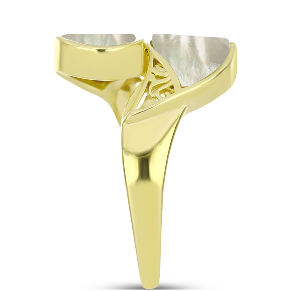 Anillo de Plata Bañada en Oro con Madreperla