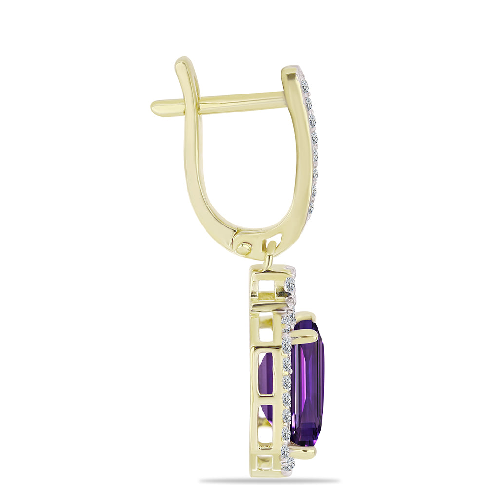Pendientes de Plata Bañada en Oro con Amatista de Marruecos y Topacio Blanco