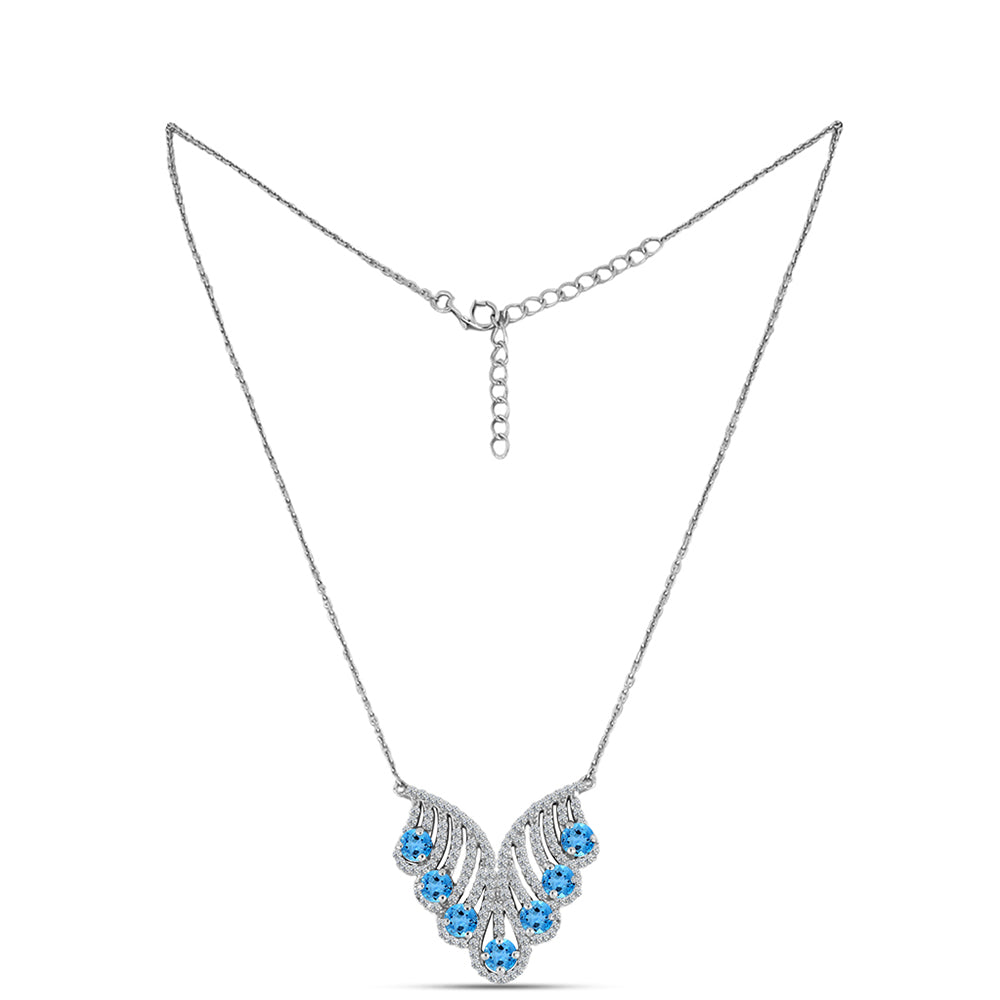 Collar de Plata con Topacio Azul Suizo y Topacio Blanco