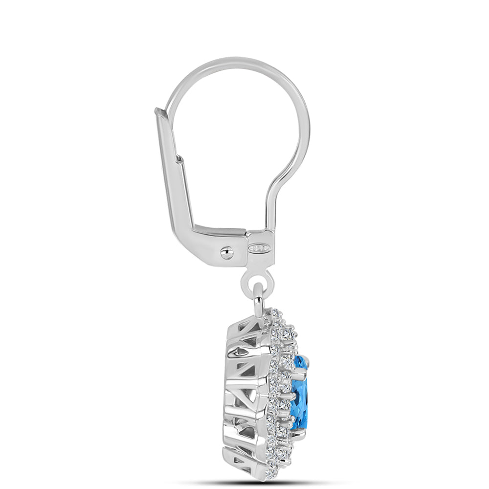Pendientes de Plata con Topacio Azul Suizo y Topacio Blanco
