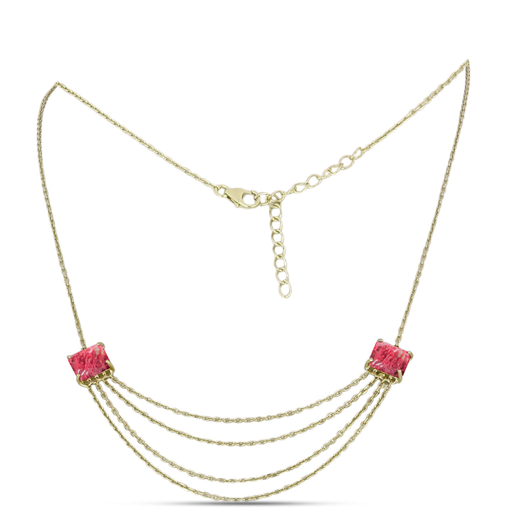 Collar de Plata Bañada en Oro con Thulita