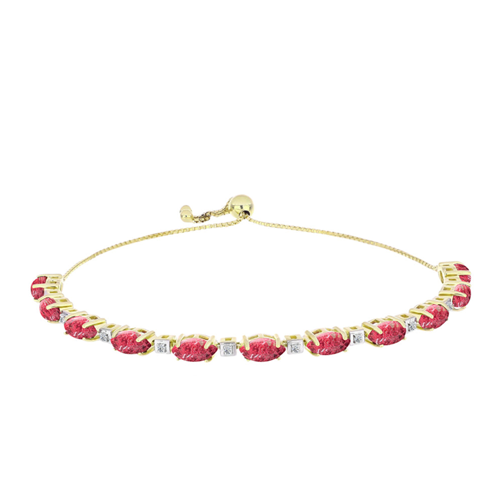 Pulsera de Plata Bañada en Oro con Thulita y Topacio Blanco