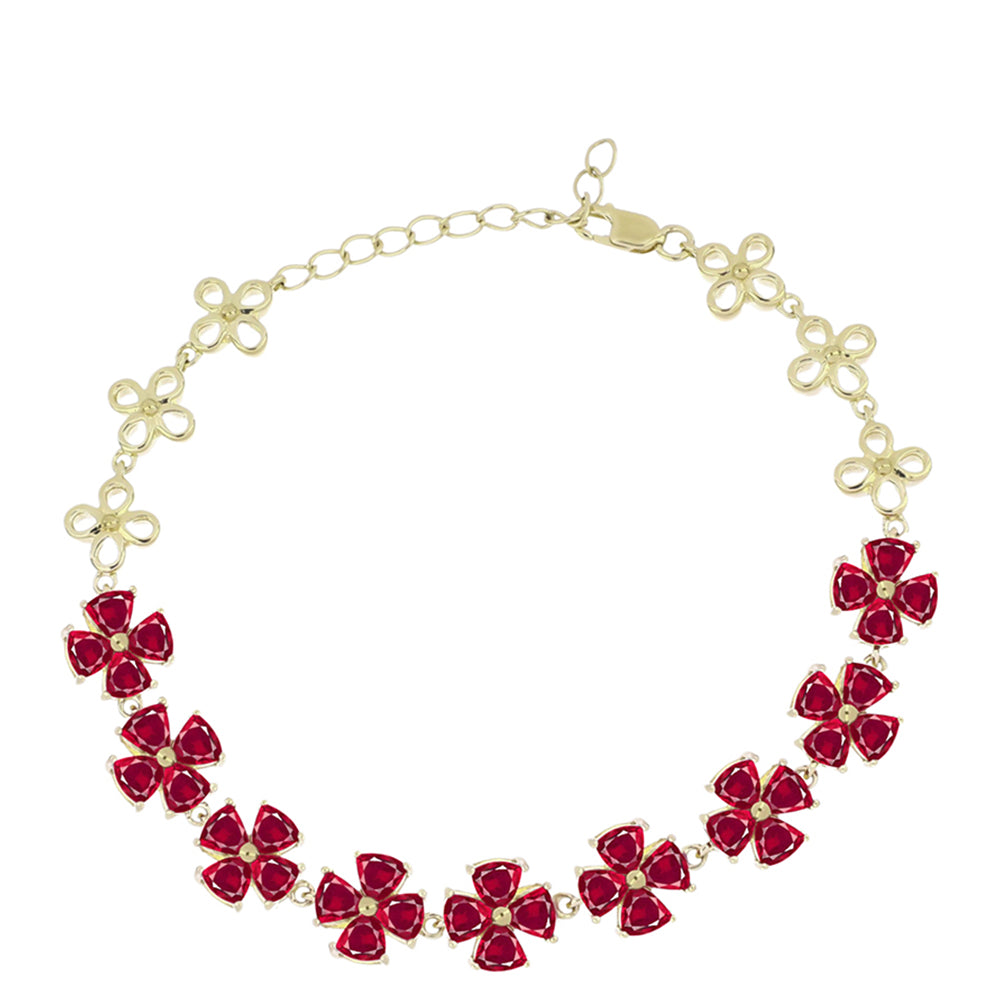 Pulsera de Plata Bañada en Oro con Rubí de Madagascar