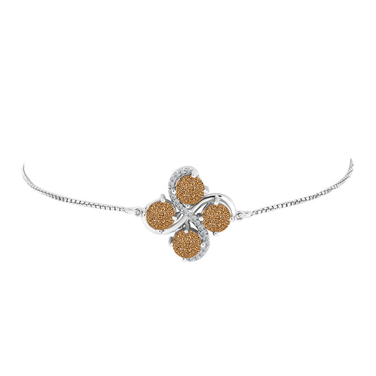 Pulsera de Plata con Drusa Dorada y Topacio Blanco