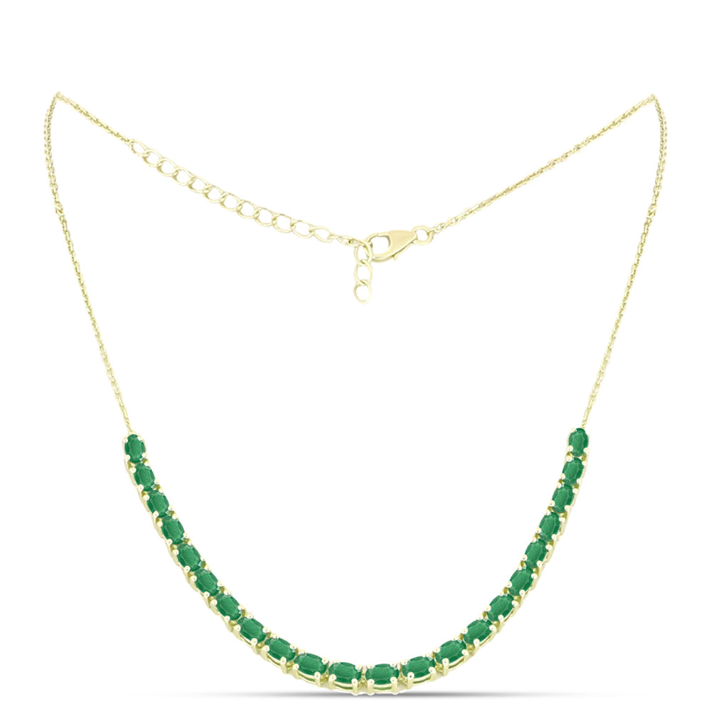 Collar de Plata Bañada en Oro con Esmeralda de Brasil