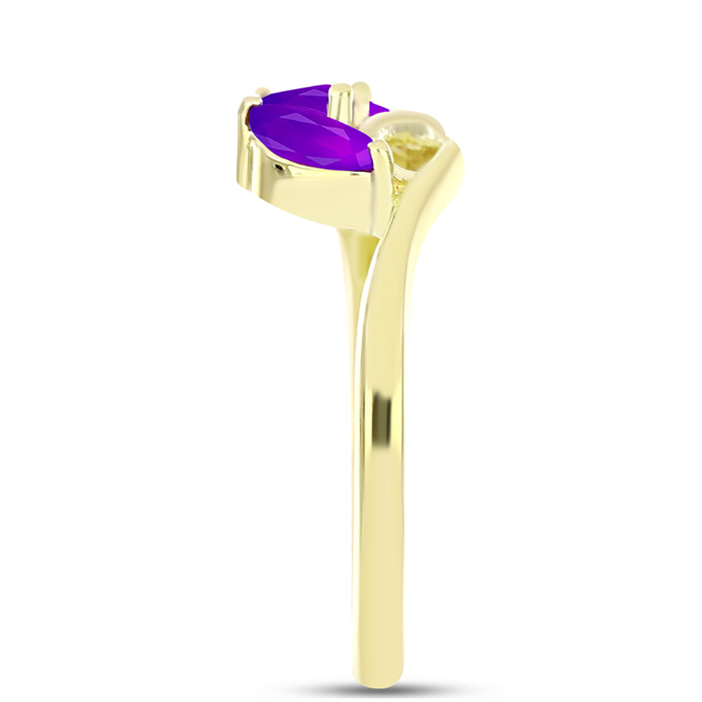 Anillo de Plata Bañada en Oro con Ágata Púrpura