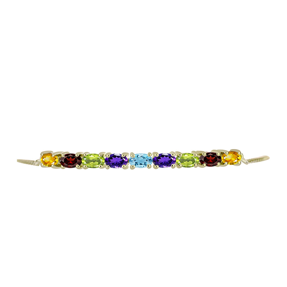 Pulsera de Plata Bañada en Oro con Granate Barton y Amatista de Marruecos