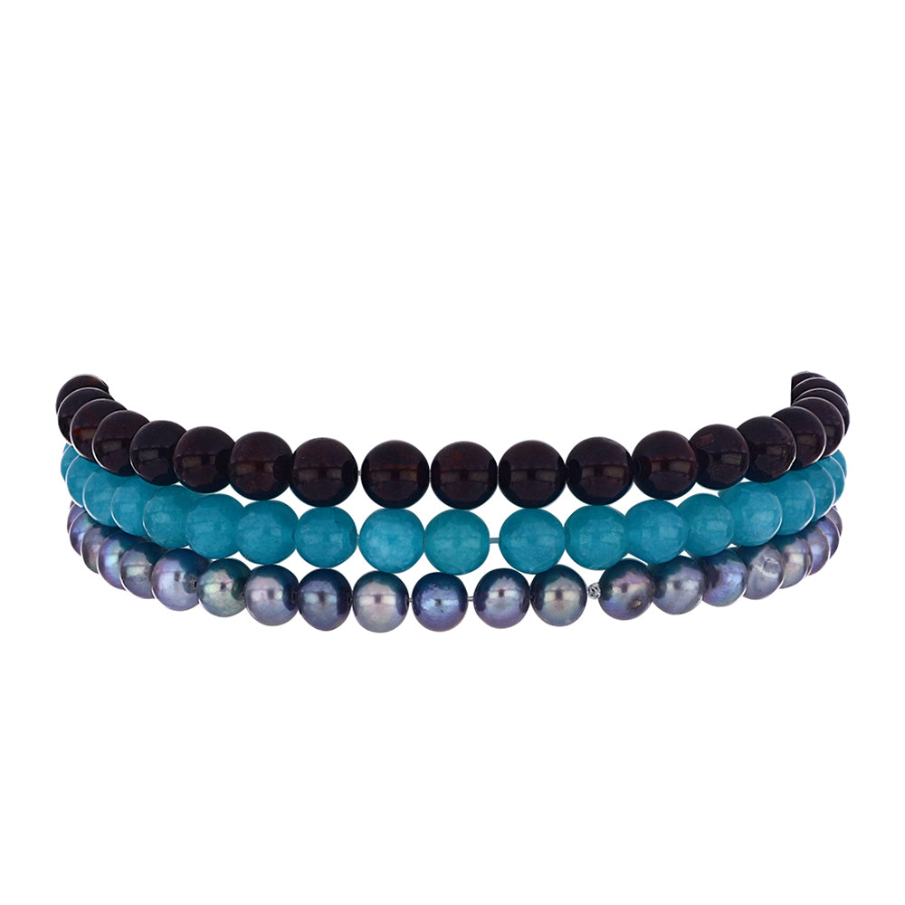 Conjunto Pepita con Perla Negra Cultivada de Agua Dulce y Granate Barton ( Pulsera )