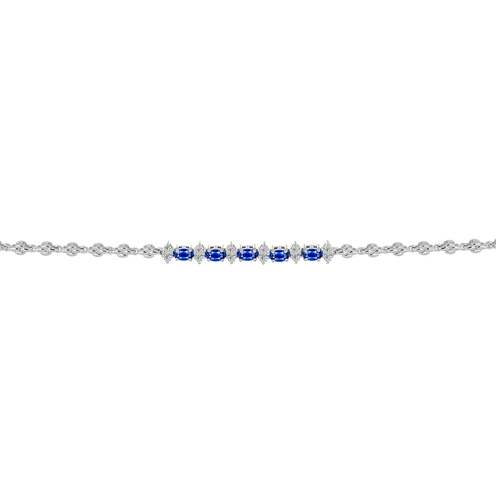 Pulsera de Plata con Zafiro Azul Australiano y Topacio Blanco