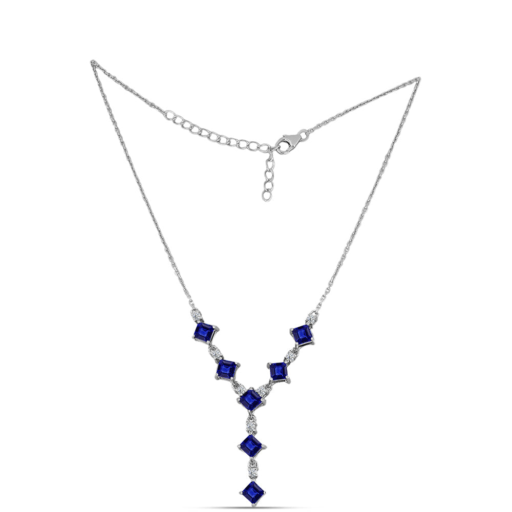 Collar de Plata con Zafiro Azul Australiano y Topacio Blanco