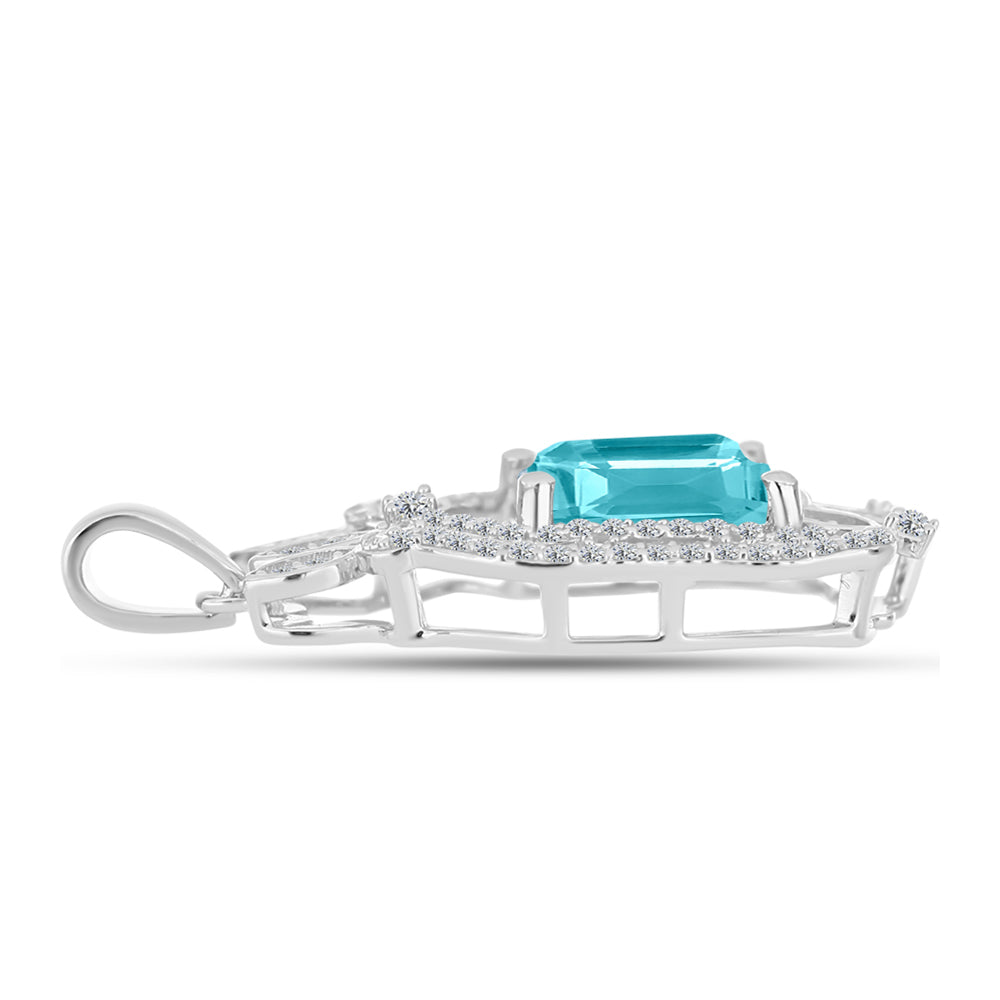 Colgante de Plata con Cuarzo Paraiba y Topacio Blanco
