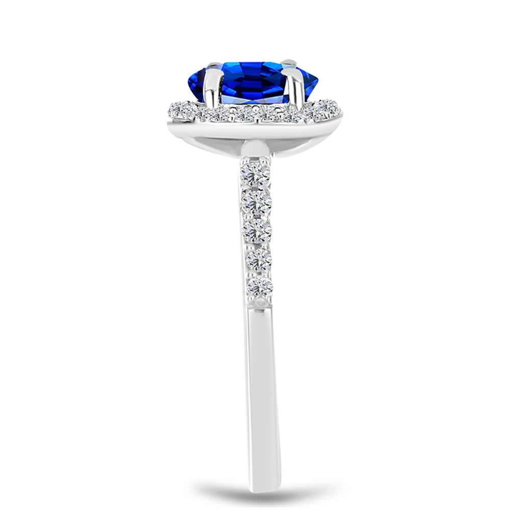 Anillo de Plata con Zafiro Azul Australiano y Topacio Blanco