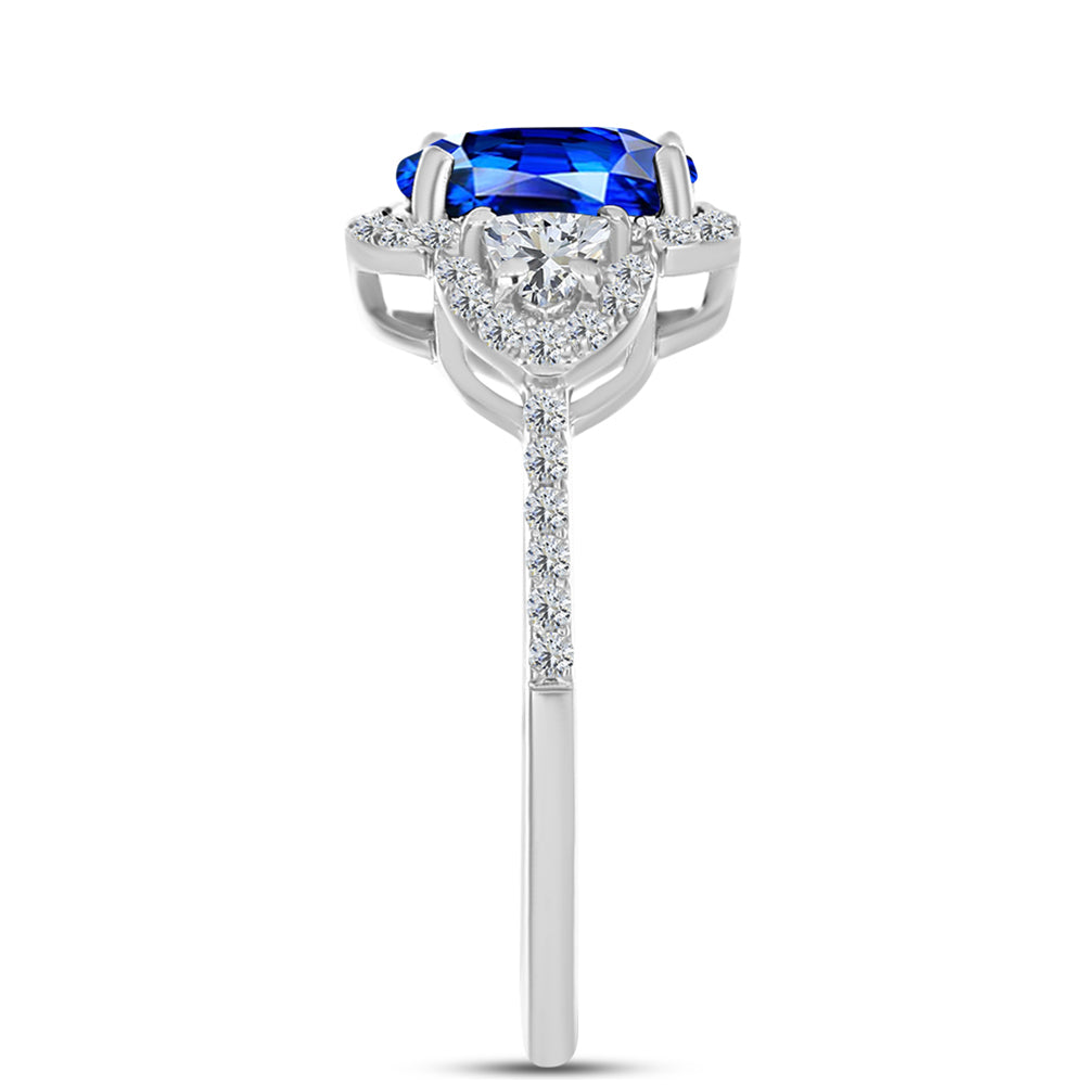 Anillo de Plata con Zafiro Azul Australiano y Topacio Blanco