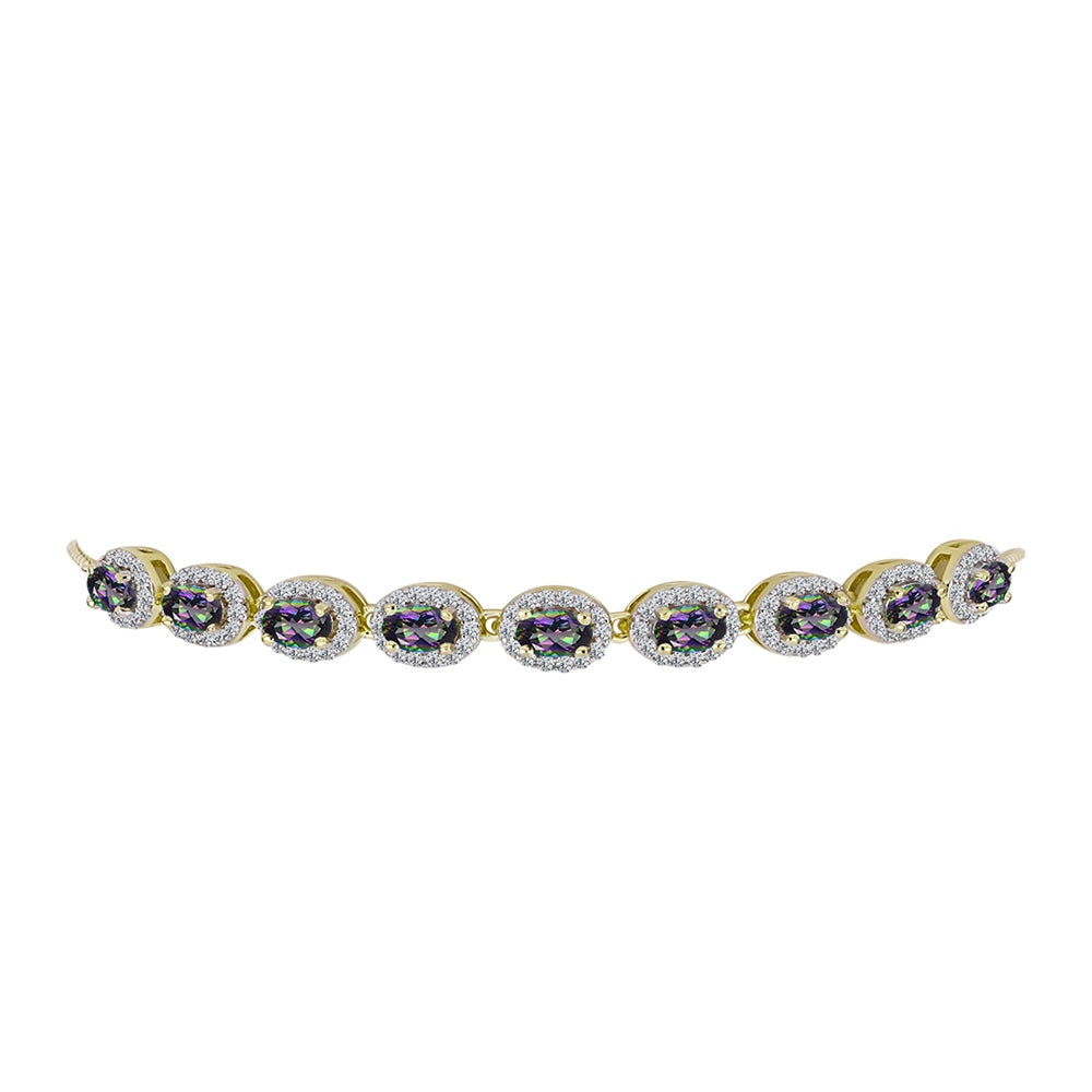 Pulsera de Plata Bañada en Oro con Topacio Místico y Topacio Blanco