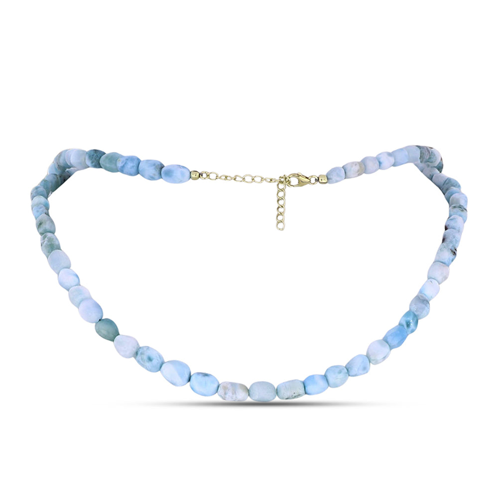 Collar de Plata Bañada en Oro con Larimar de Barahona
