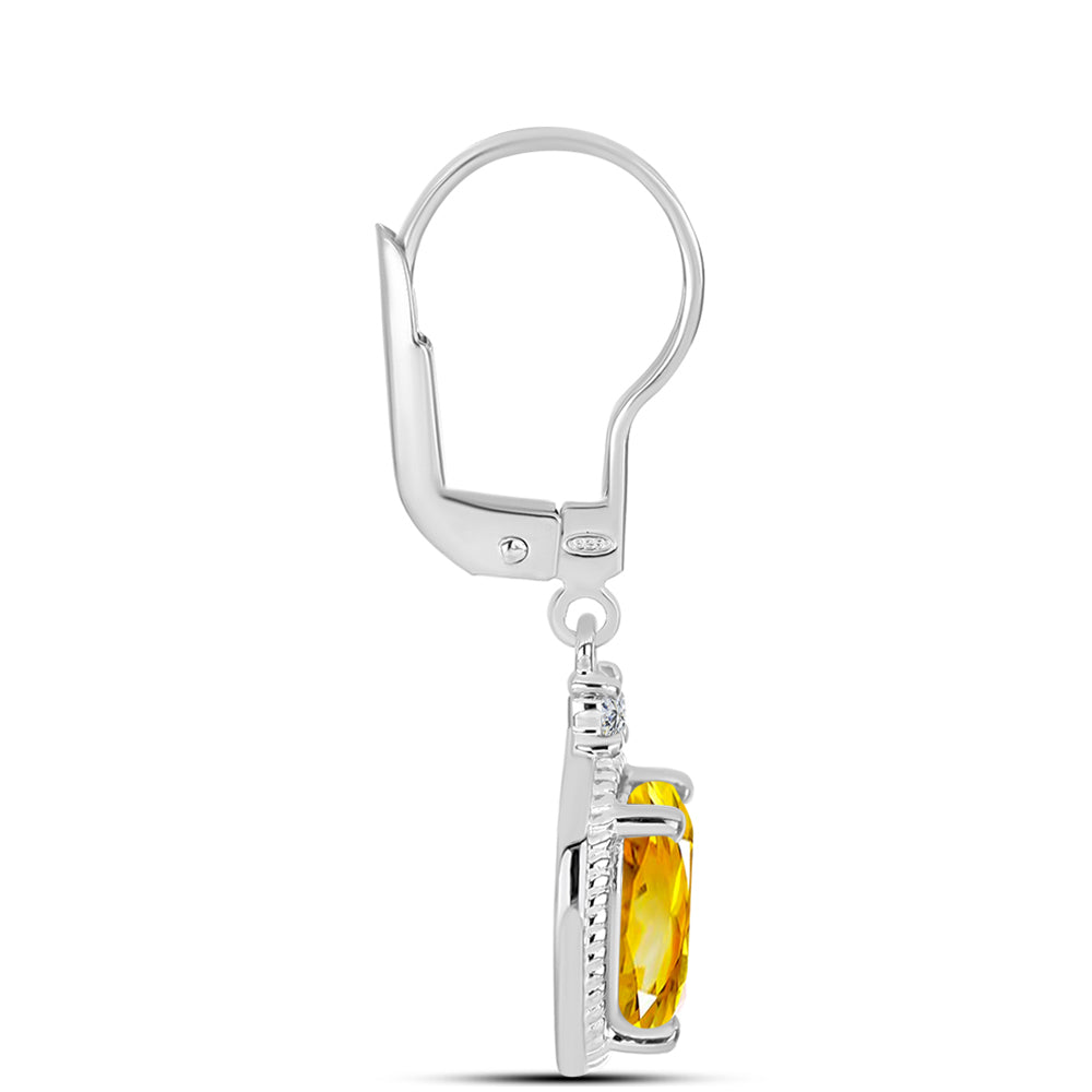 Pendientes de Plata con Citrino de los Montes Urales y Topacio Blanco