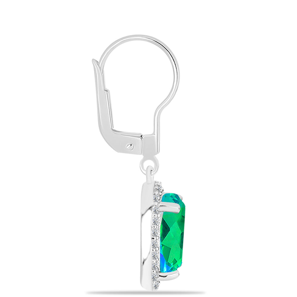 Pendientes de Plata con Cuarzo Pavo Real y Topacio Blanco